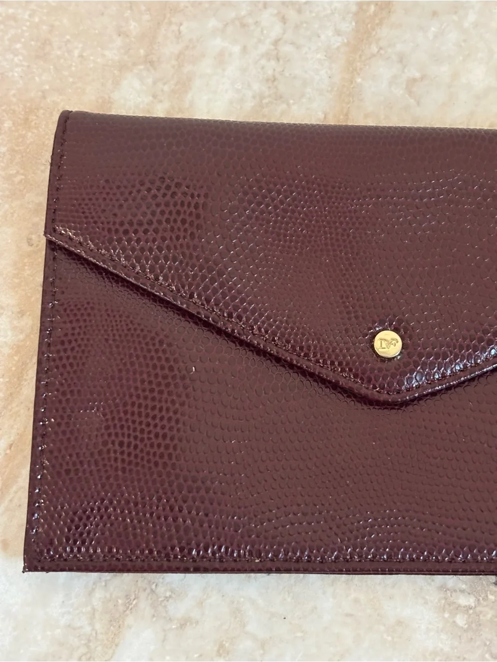 Diane Von Furstenberg Embossed Lizard Envelope Clutch Wallet